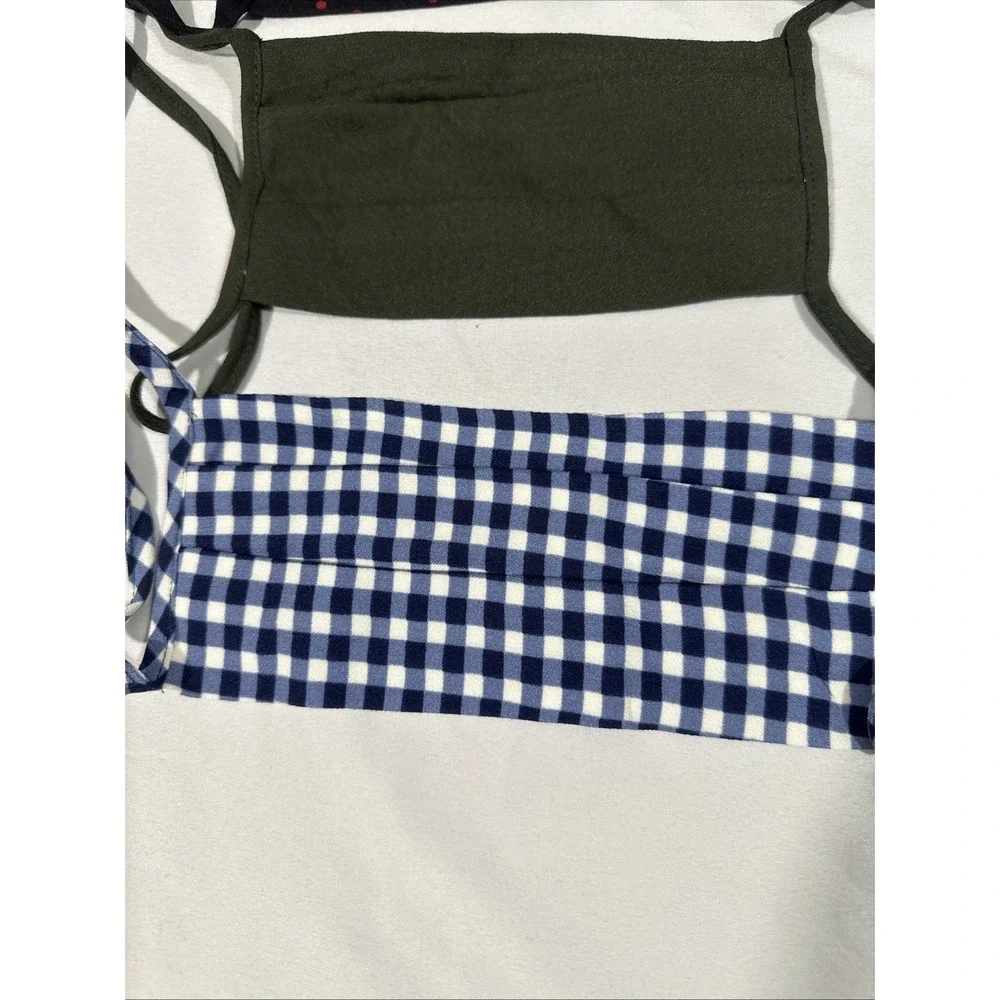 NEW Reformation Face Mask [ 3 Piece ] Blue Gingham + Dots + Olive Green #T2186